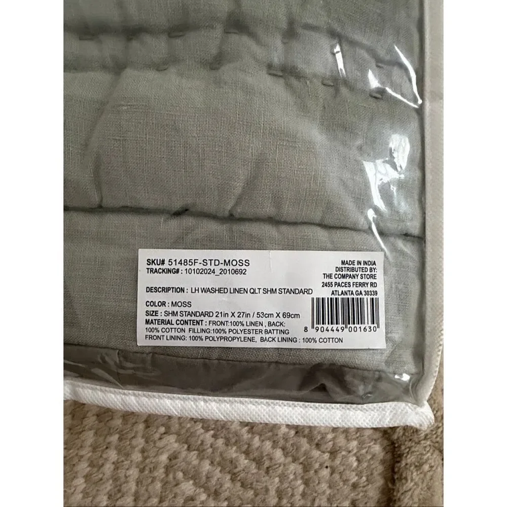 The Company Store Legends Hotel Moss Washed Linen Standard Sham, Set of 2